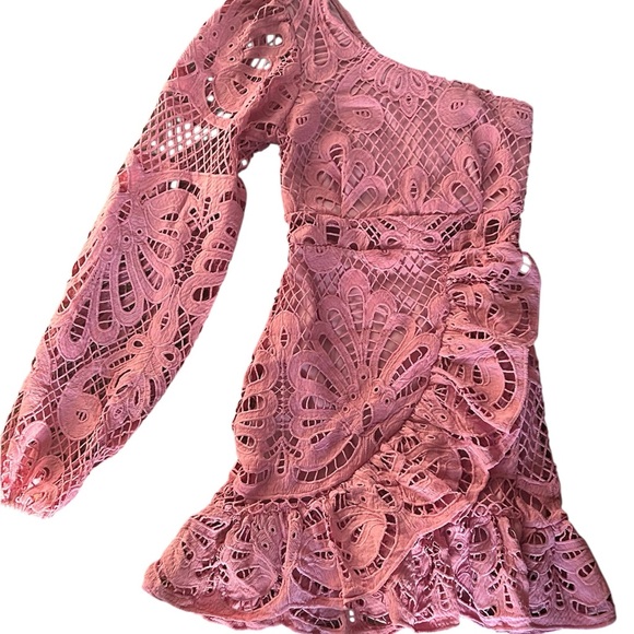 Showpo. Kiss Me Quick One Shoulder Dress Size 2 Dusty Rose - Picture 3 of 7